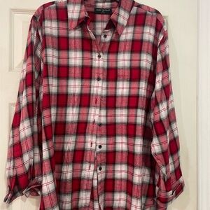 Lane Bryant Women's Red Plaid Button-Down Shirt